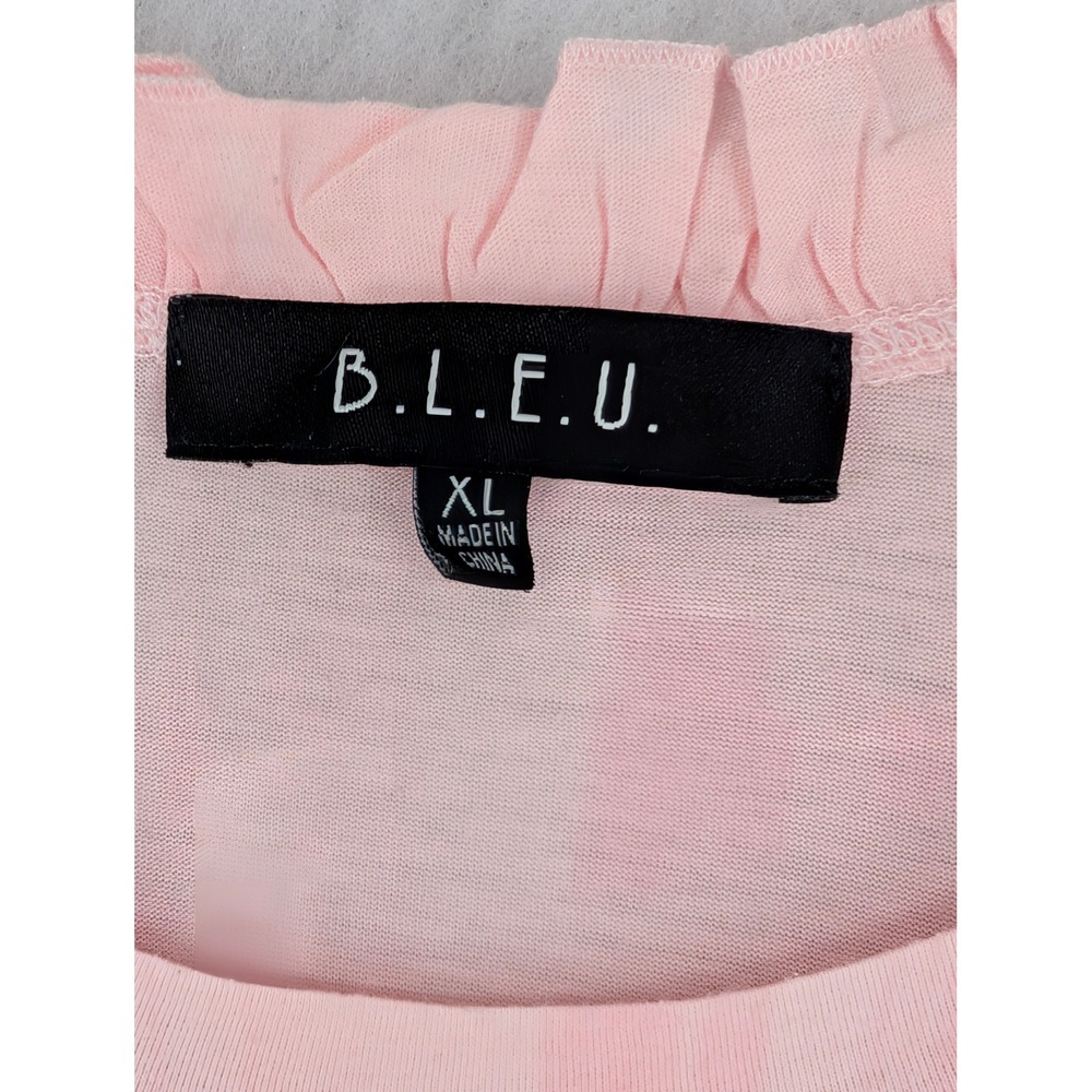 B.L.E.U. Womens Pink Mixed Print Floral Animal Rhinestone T-Shirt XL Y2K - Picture 8 of 9